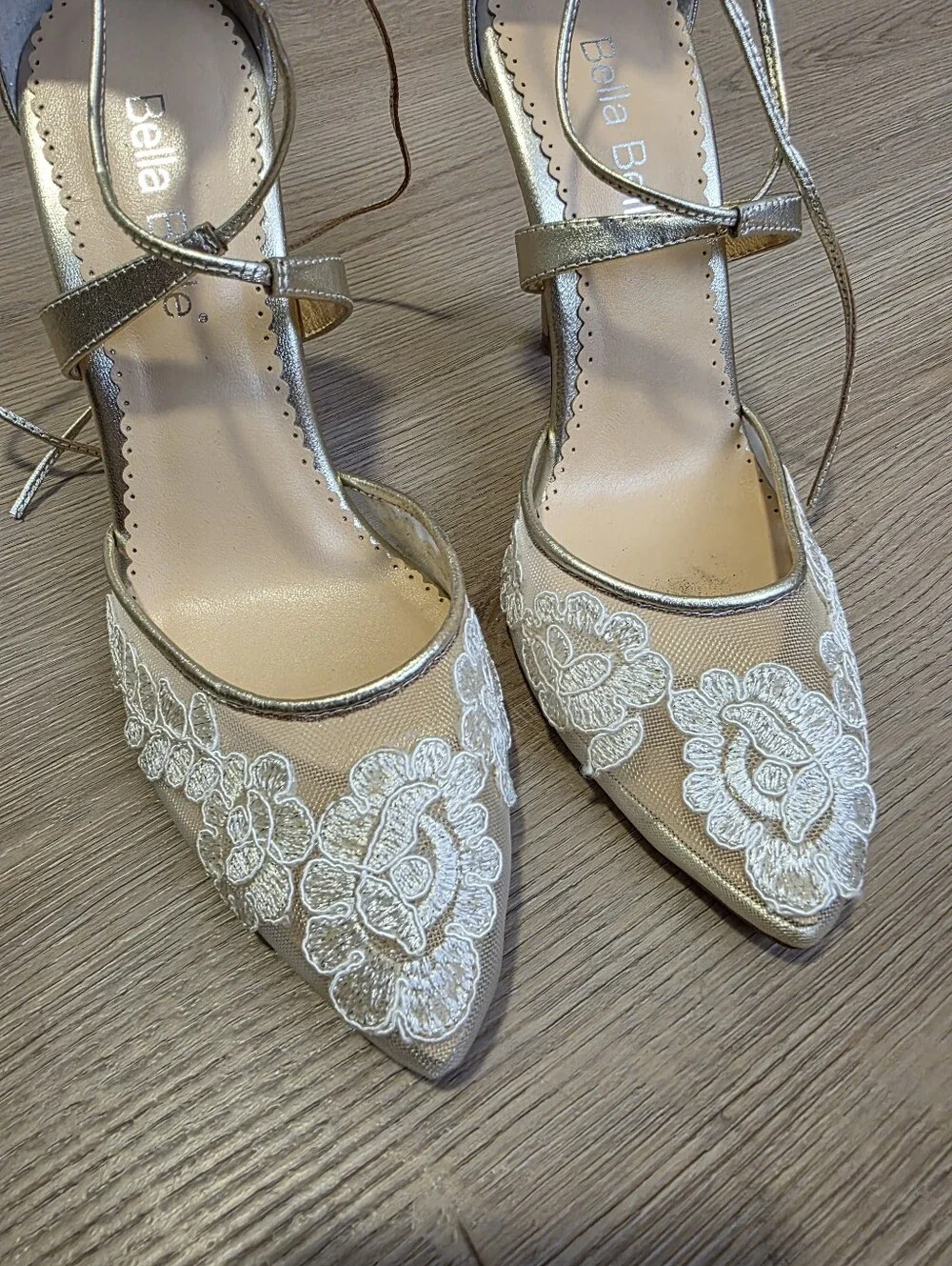 Bella Belle | Anita Gold Lace Wedding Shoes Size 7